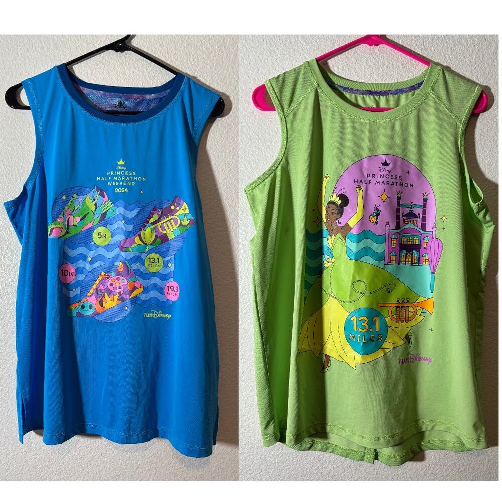 Disney Set of 2 Women's Size L Half Marathon runDisney Athletic Tank Tops